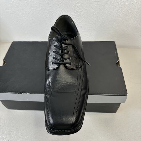 JF J.Ferrar Derby Mens Black Dress Shoes Sz. 9.5 M LaceUp Square Toe New In Box - Picture 3 of 9